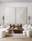 Multicolor Set Of 2 Minimalist Textured Wall Art Neutral 3D Abstract Canvas Decor - Artwallpainting