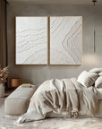 Multicolor Set Of 2 Minimalist Textured Wall Art Neutral 3D Abstract Canvas Decor - Artwallpainting