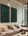 Multicolor Set Of Two Green Textured Canvas Artworks - Modern Minimalist - Artwallpainting