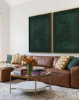 Multicolor Set Of Two Green Textured Canvas Artworks - Modern Minimalist - Artwallpainting