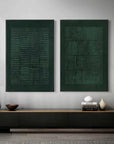 Multicolor Set Of Two Green Textured Canvas Artworks - Modern Minimalist - Artwallpainting