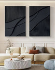Multicolor Shadow Waves Abstract Painting Set Of 2 - Artwallpainting