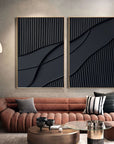 Multicolor Shadow Waves Abstract Painting Set Of 2 - Artwallpainting