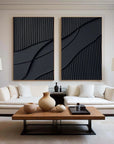 Multicolor Shadow Waves Abstract Painting Set Of 2 - Artwallpainting