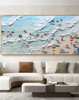Multicolor Shoreline Bliss Textured Beach Day Art - Artwallpainting