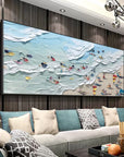 Multicolor Shoreline Bliss Textured Beach Day Art - Artwallpainting