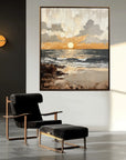 Multicolor Shoreline Dusk - Hand-Painted Seascape Oil Painting - Artwallpainting