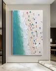 Multicolor Shoreline Serenity Textured Beach Umbrella Art - Artwallpainting