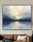 Multicolor Silent Horizon - Hand-Painted Blue Abstract Landscape Oil Painting - Artwallpainting