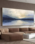 Multicolor Silent Horizon - Hand-Painted Blue Abstract Landscape Oil Painting - Artwallpainting