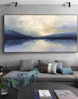 Multicolor Silent Horizon - Hand-Painted Blue Abstract Landscape Oil Painting - Artwallpainting