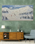 Multicolor Skiing Through Winter - Abstract Oil Painting Wall Art Themed Around Skiing In The Snow Mountains - Artwallpainting
