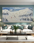 Multicolor Skiing Through Winter - Abstract Oil Painting Wall Art Themed Around Skiing In The Snow Mountains - Artwallpainting