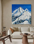 Multicolor Snowy Mountain Ski Lift Scene - Winter Sports Textured Oil Painting - Artwallpainting