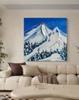 Multicolor Snowy Mountain Ski Lift Scene - Winter Sports Textured Oil Painting - Artwallpainting
