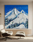 Multicolor Snowy Mountain Ski Lift Scene - Winter Sports Textured Oil Painting - Artwallpainting