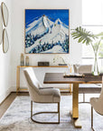 Multicolor Snowy Mountain Ski Lift Scene - Winter Sports Textured Oil Painting - Artwallpainting