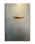 Multicolor Solitary Voyage-Minimalist Wabi-Sabi Boat Light And Shadow Oil Painting Wall Art - Artwallpainting