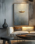 Multicolor Solitary Voyage-Minimalist Wabi-Sabi Boat Light And Shadow Oil Painting Wall Art - Artwallpainting