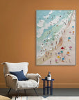 Multicolor Sunny Beach Day-Hand-Painted Abstract Wall Art Depicting A Summer Beach Scene - Artwallpainting
