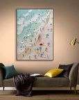 Multicolor Sunny Beach Day-Hand-Painted Abstract Wall Art Depicting A Summer Beach Scene - Artwallpainting