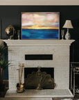 Multicolor Sunset Serenity-Hand-Painted Sea And Dusk Blend Abstract Oil Painting Wall Art - Artwallpainting