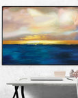 Multicolor Sunset Serenity-Hand-Painted Sea And Dusk Blend Abstract Oil Painting Wall Art - Artwallpainting