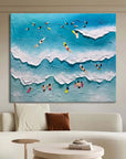 Multicolor Surfside Bliss Textured Beach Wave Art - Artwallpainting