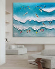 Multicolor Surfside Bliss Textured Beach Wave Art - Artwallpainting