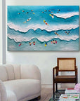 Multicolor Surfside Bliss Textured Beach Wave Art - Artwallpainting