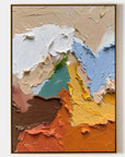 Multicolor Textured Abstract Oil Painting - Earthy Tones With Bold Palette Knife Strokes - Artwallpainting