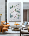 Multicolor Textured Alpine Ski Adventure | Textured Winter Sports Oil Painting - Artwallpainting