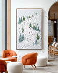 Multicolor Textured Alpine Ski Adventure | Textured Winter Sports Oil Painting - Artwallpainting