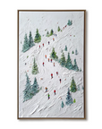 Multicolor Textured Alpine Ski Adventure | Textured Winter Sports Oil Painting - Artwallpainting