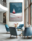 Multicolor Textured Blush Christmas Tree | Minimalist Winter Textured Oil Painting - Artwallpainting