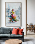 Multicolor Textured Color Symphony Christmas Tree | Abstract Textured Holiday Oil Painting - Artwallpainting