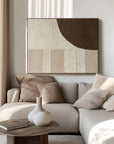 Multicolor Textured Earth Tones Art-Modern Minimalist Earth Tone Circle And Layered Hand-Painted Wall Art - Artwallpainting
