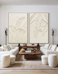 Multicolor Textured Leaves Canvas Painting For Home Decoration Set Of 2 - Artwallpainting