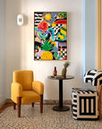 Multicolor Textured Pop Pineapple Vibes | Colorful Abstract Pop Art Oil Painting - Artwallpainting