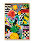 Multicolor Textured Pop Pineapple Vibes | Colorful Abstract Pop Art Oil Painting - Artwallpainting