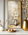 Multicolor Timeless Bloom - Vertical Floral Oil Painting For Modern Decor - Artwallpainting
