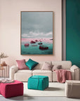 Multicolor Tranquil Path Abstract Seascape Textured Canvas Wall Art - Artwallpainting