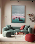 Multicolor Tranquil Path Abstract Seascape Textured Canvas Wall Art - Artwallpainting