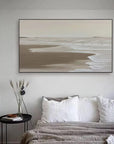 Multicolor Tranquil Shoreline Minimalist Oil Painting - Artwallpainting