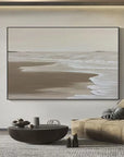 Multicolor Tranquil Shoreline Minimalist Oil Painting - Artwallpainting