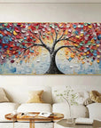 Multicolor Tree Of Colors - Hand-Painted Textured Abstract Oil Painting - Artwallpainting