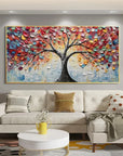 Multicolor Tree Of Colors - Hand-Painted Textured Abstract Oil Painting - Artwallpainting