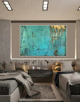 Multicolor Twilight Sky-Modern Minimalist Wall Art Featuring A Blue And Gold Texture - Artwallpainting