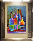 Multicolor Vibrant Bottles-Geometric Abstract Color Bottle Wall Art - Artwallpainting