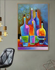 Multicolor Vibrant Bottles-Geometric Abstract Color Bottle Wall Art - Artwallpainting